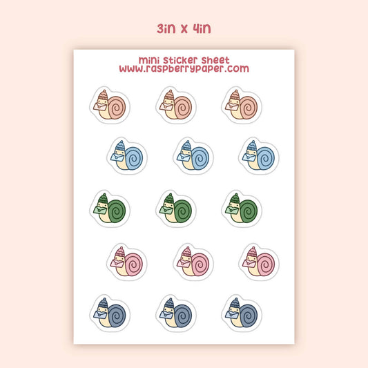 Winter Snails Mini Sticker Sheet
