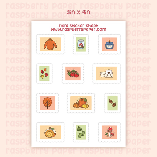 Autumn Stamps Mini Sticker Sheet