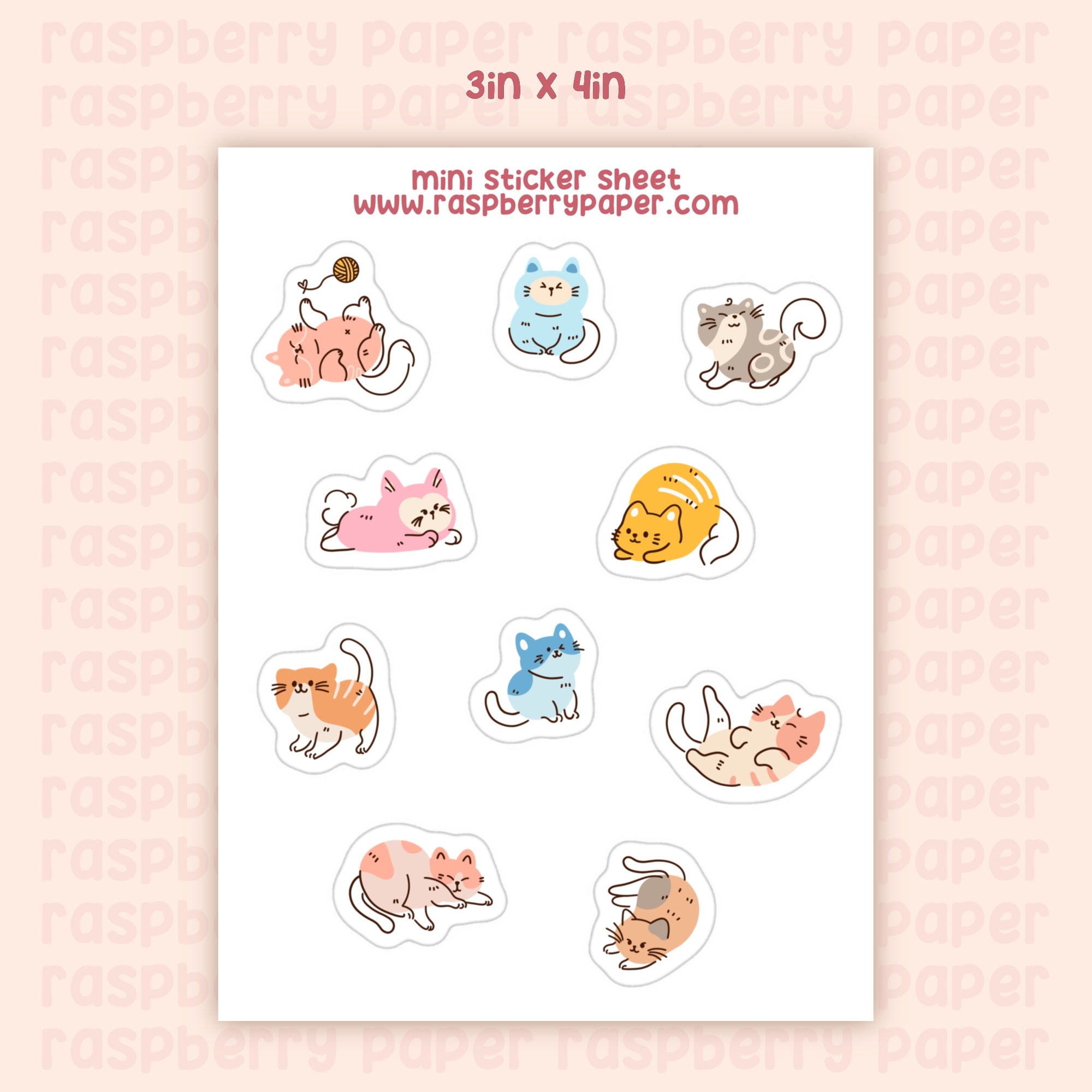 Cats Mini Sticker Sheet – Raspberry Paper