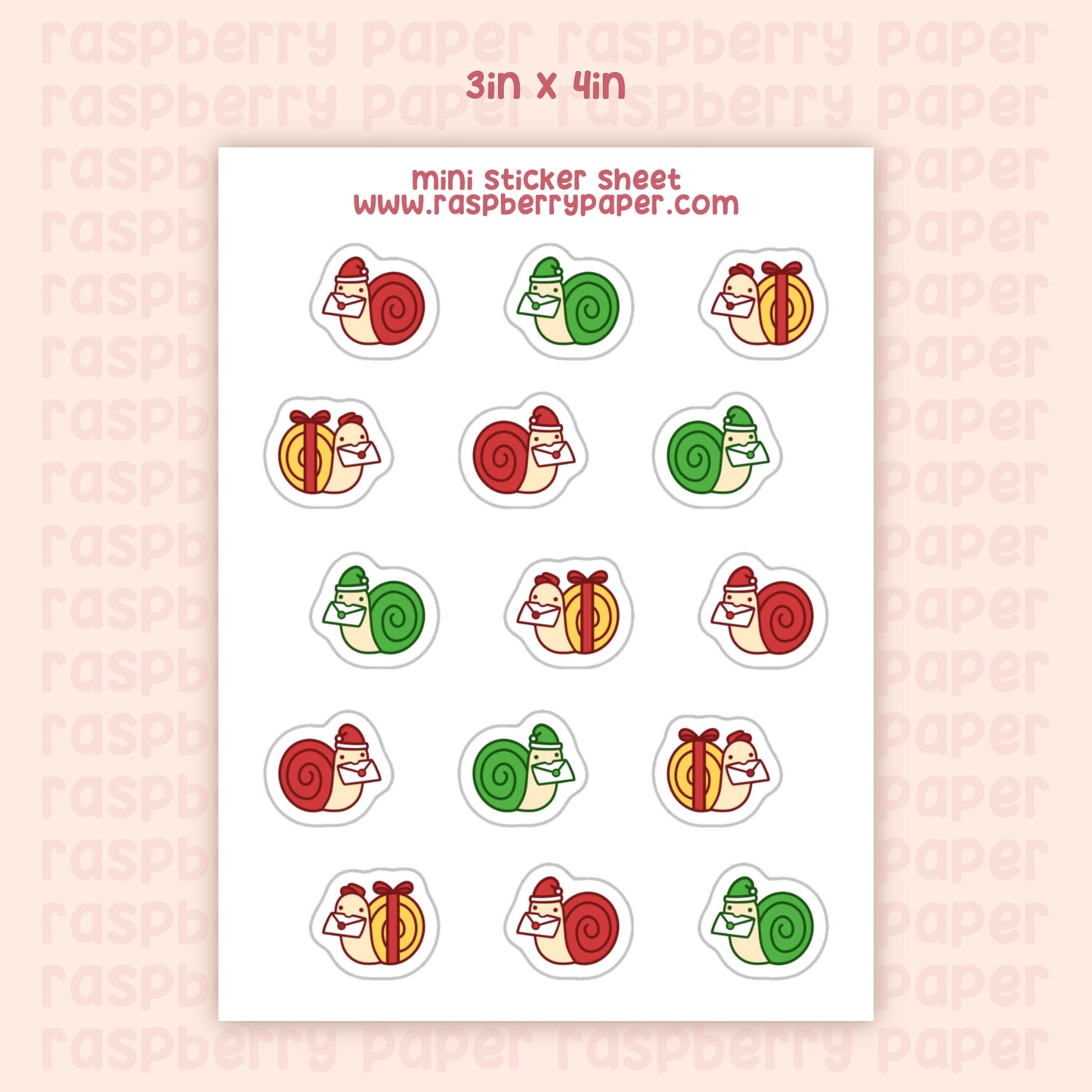 Christmas Snails Mini Sticker Sheet