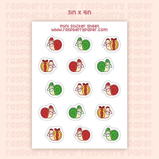 Christmas Snails Mini Sticker Sheet