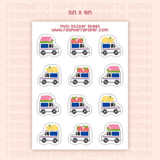 Mail Truck Fruits Mini Sticker Sheet