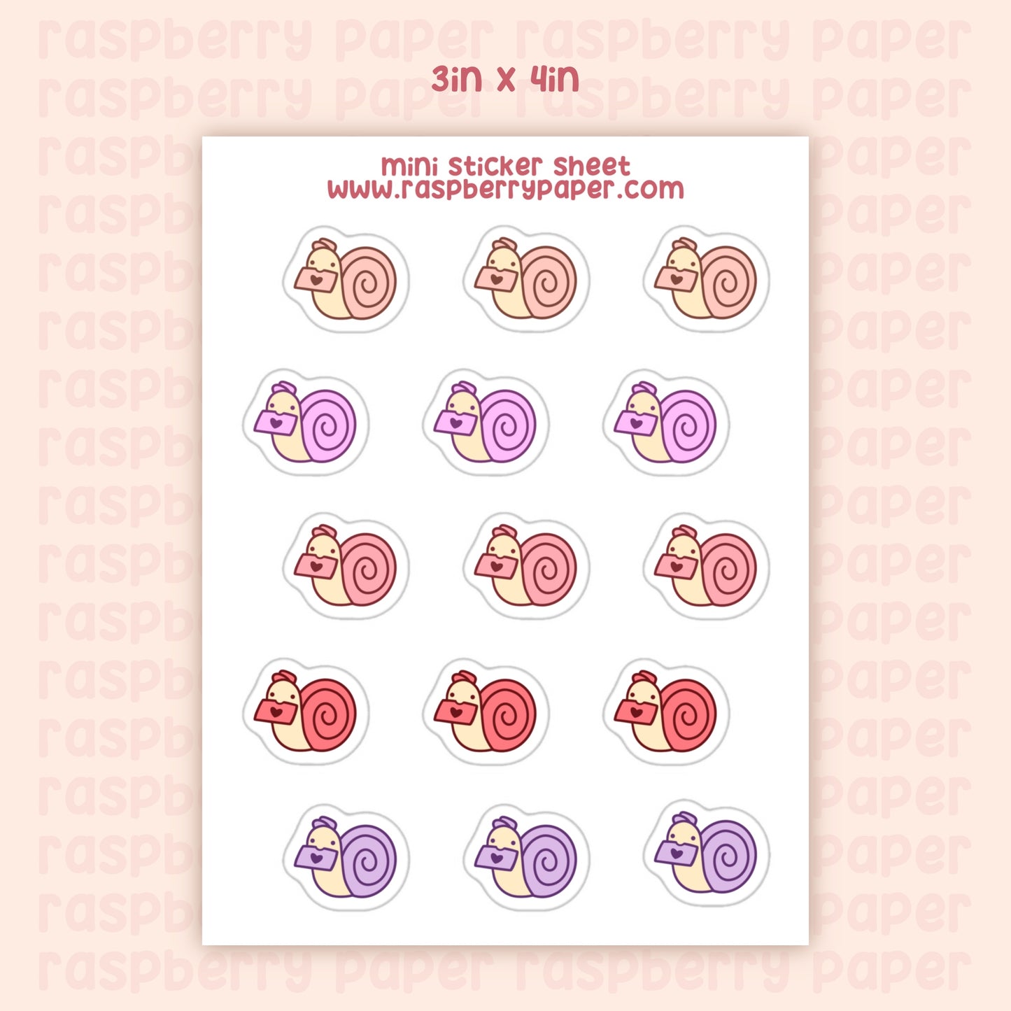 Valentine's Snail Mini Sticker Sheet