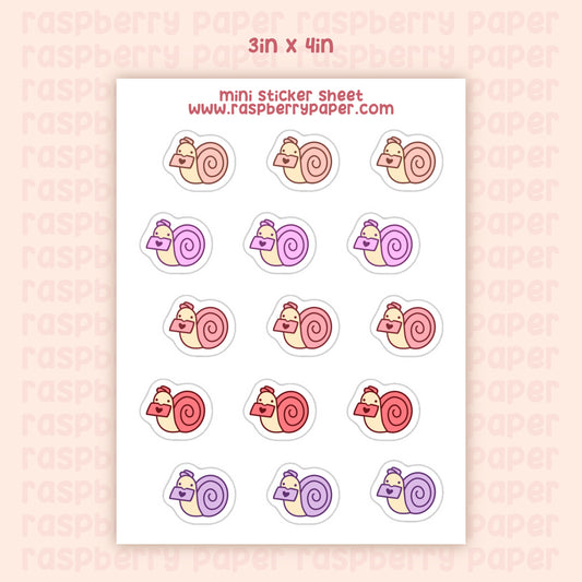 Valentine's Snail Mini Sticker Sheet