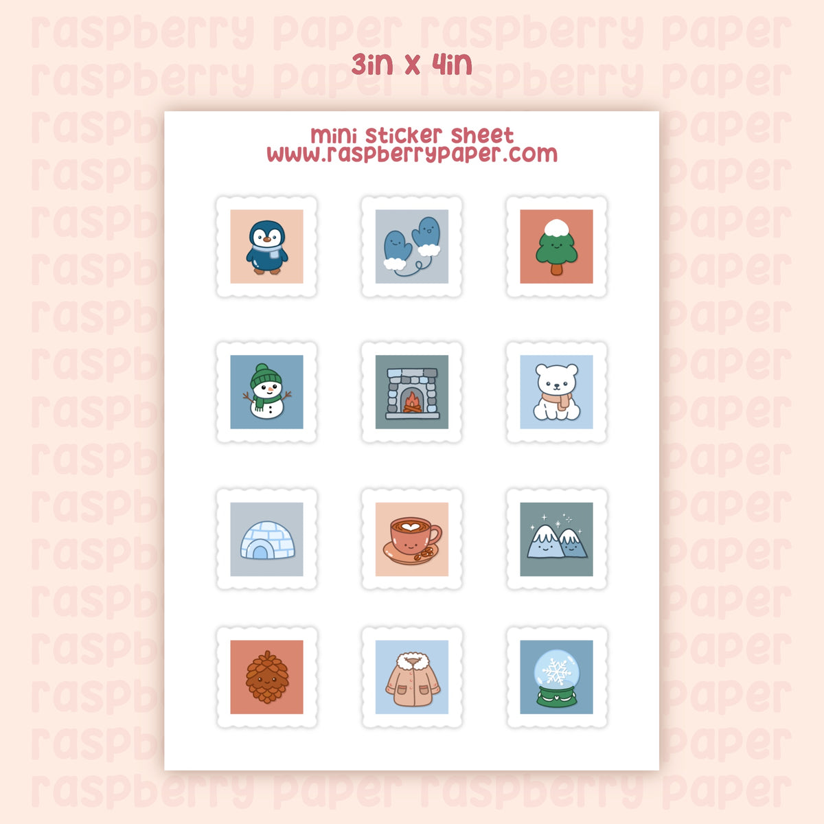 Winter Stamps Mini Sticker Sheet