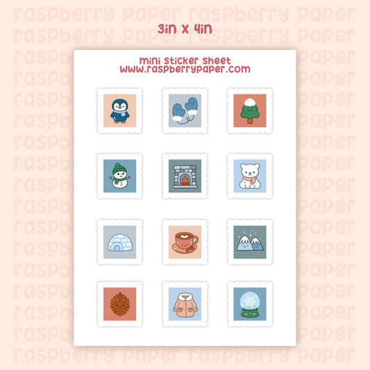 Winter Stamps Mini Sticker Sheet