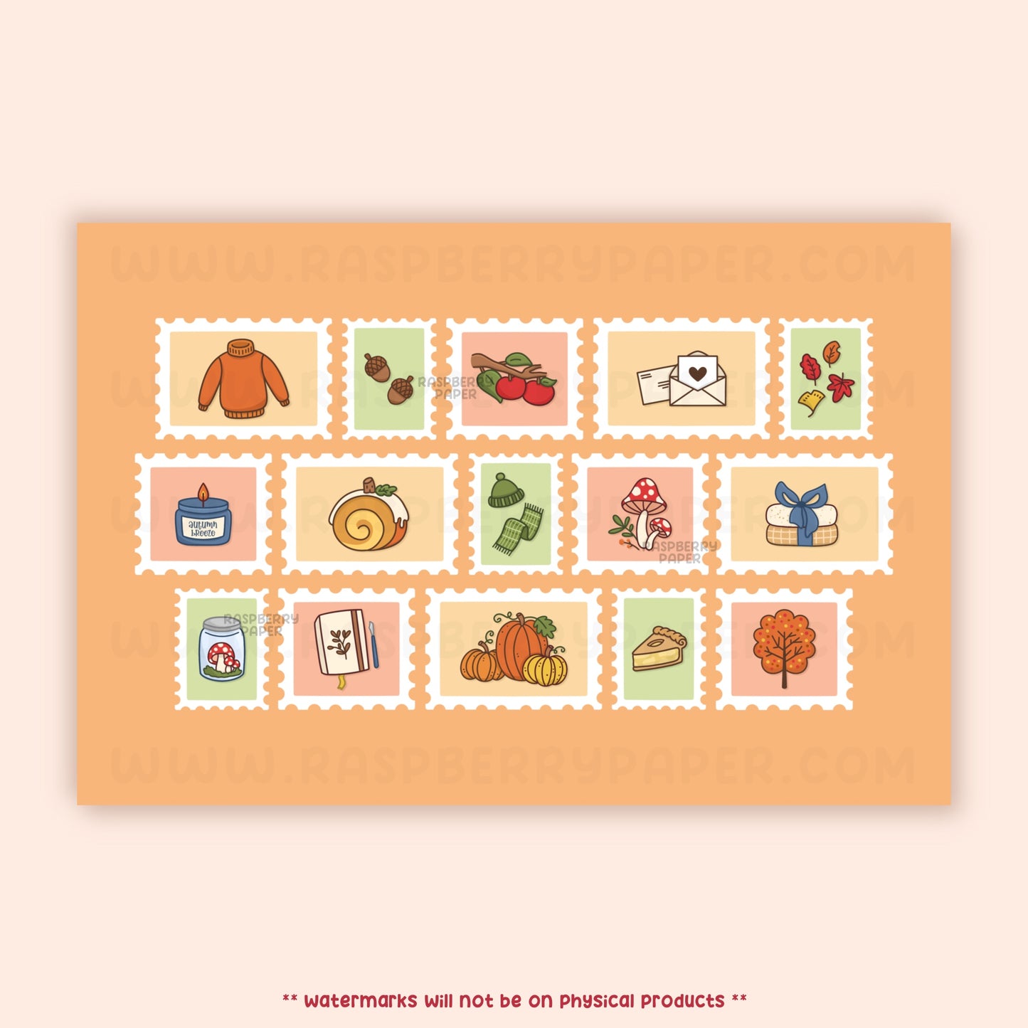 Autumn Stamps Postcard