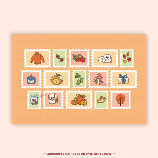 Autumn Stamps Postcard