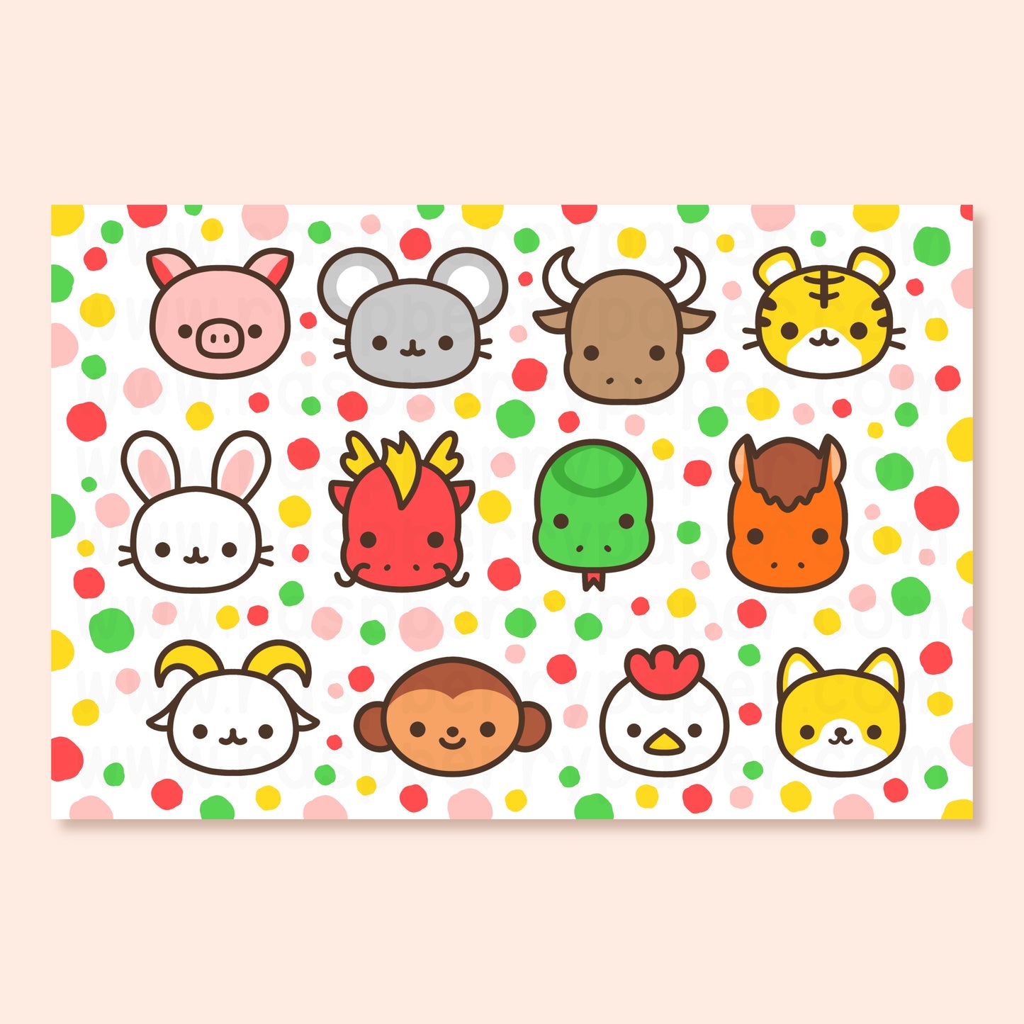 Lunar Zodiac Animals Postcard