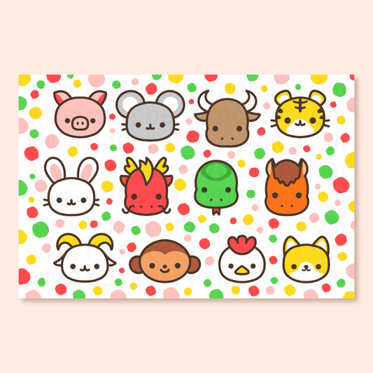Lunar Zodiac Animals Postcard