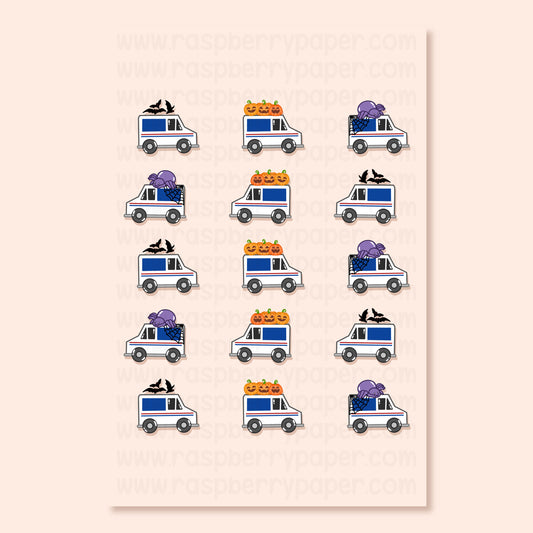 Mail Truck Halloween Postcard