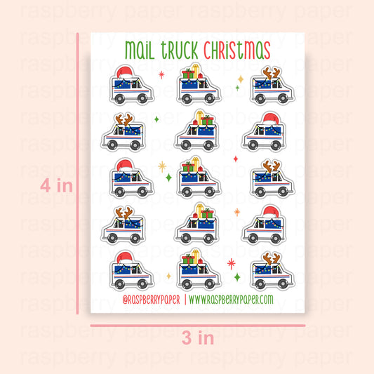 Mail Truck Christmas Sticker Sheet