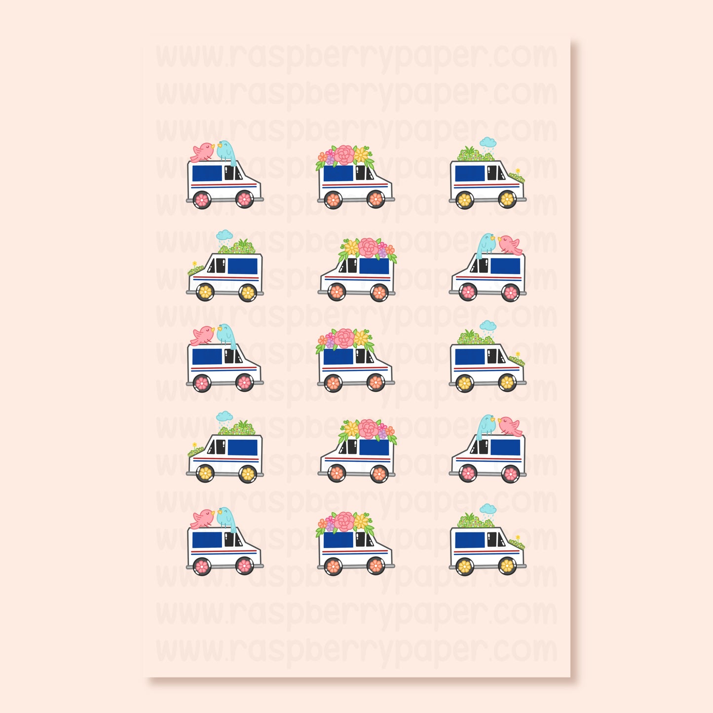 Mail Truck Spring Postcard