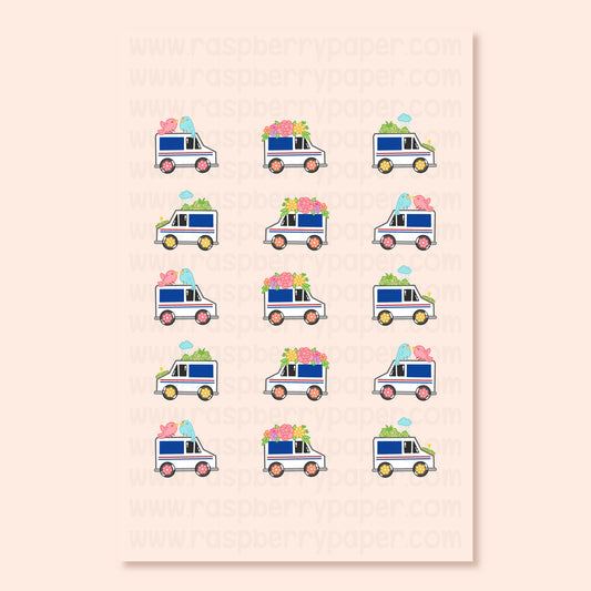 Mail Truck Spring Postcard