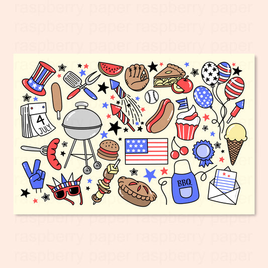 4th of July Doodle Postcard