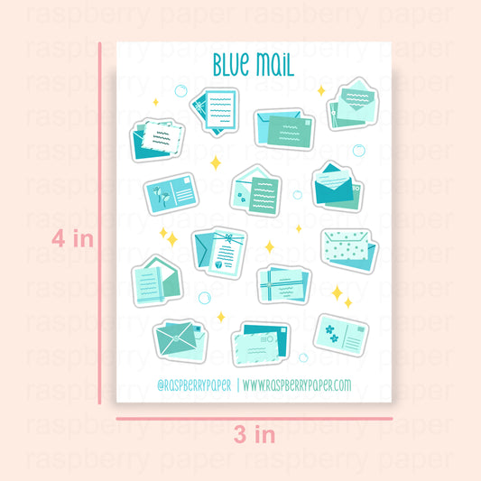 Blue Mail Sticker Sheet