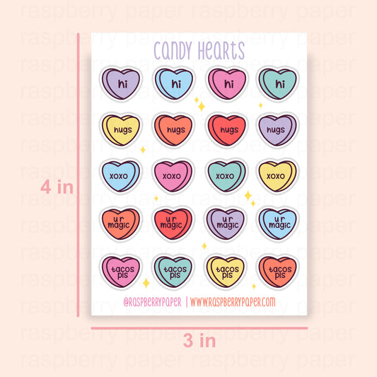 Candy Hearts Sticker Sheet