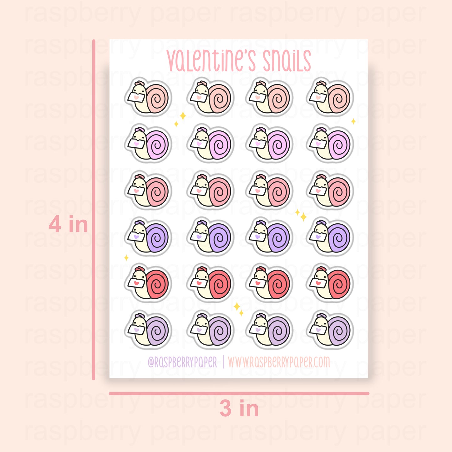 Valentine's Snails Sticker Sheet